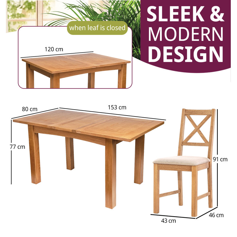 4 - Person Extendable Solid Oak Dining Set