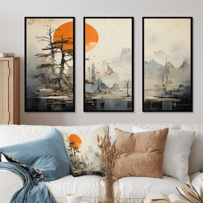«Bold Sunset China Landscape Collage», ensemble d'art mural chinois