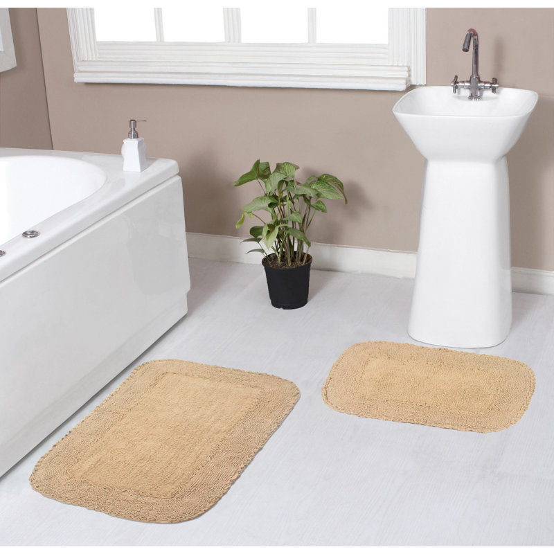 Aceyon Plush Cotton Bath Rugs (Set of 2), Linen