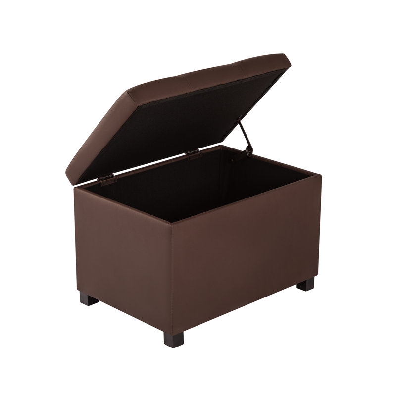 Repose-pieds 24 po en similicuir avec rangement, Marron foncé