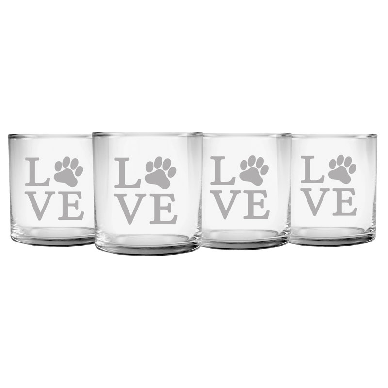 Ensemble 4 pièces de verre à verre à verre à verre en forme d’amour