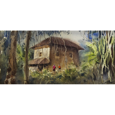Paysage de Bolpur | Peinture à l'aquarelle en vrac | Par Achintya Hazra