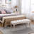 Bedroom Bench, French Vintage Tufted Entryway Bench, 43.3" Carving Upholstered End Of Bed Bench With Distressed Wood Legs, Linen Ottoman Seat For Living Room, Foyer, Dining Room-1683472258