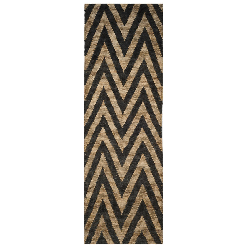 Louisos Hand Knotted Jute Chevron Rug, Runner 2'6" x 6'