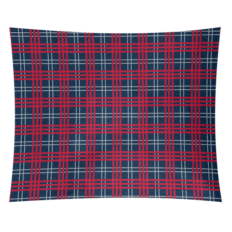 Tapisserie de luxe en microfibre New England, Bleu / argent / rouge, H 27,5 po x l 37,5 po