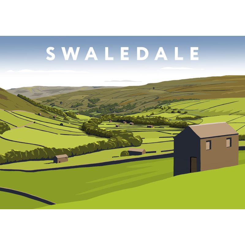 'Swaledale 2' by Richard O'Neil - Print, Oak Wood Frame, 33.5 cm H x 43.5 cm W x 2.2 cm D
