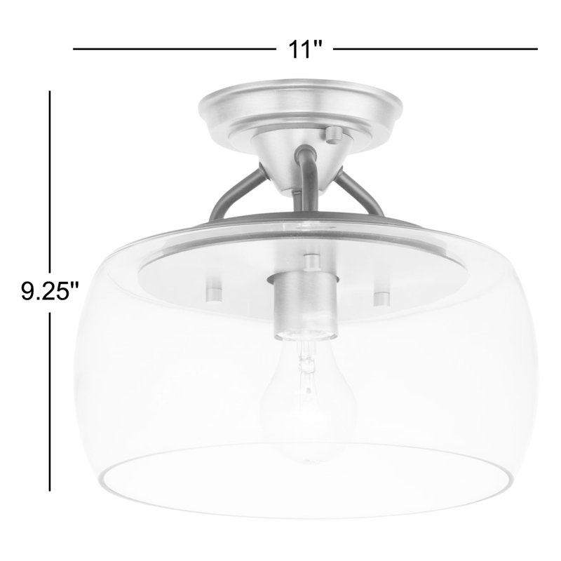 Roseta Glass Semi Flush Mount, Bronze/Antique Brass