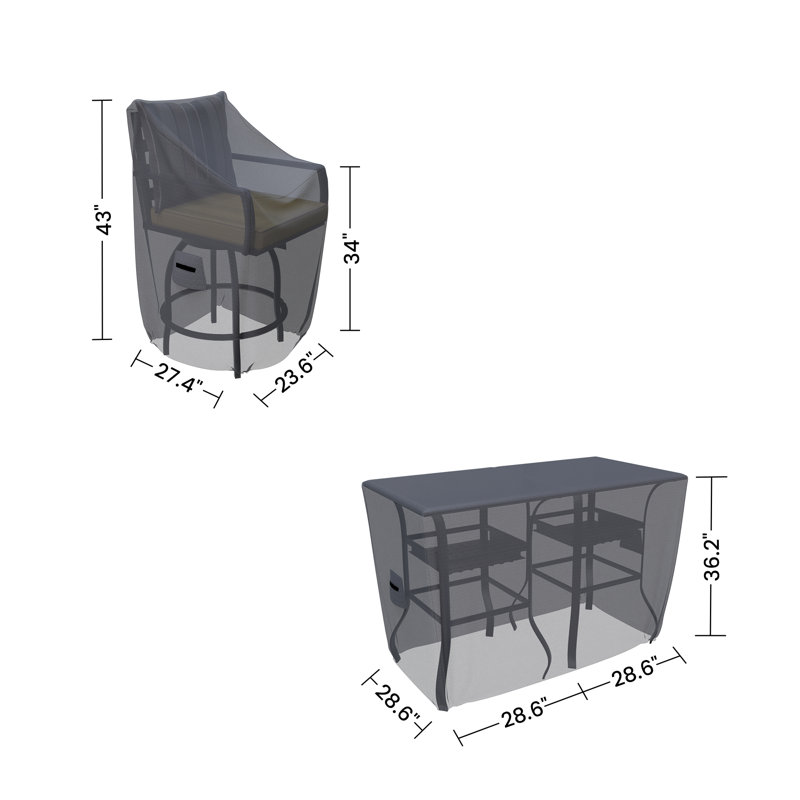 Ensemble bistro extérieur pour 6 personnes Kindig Mbagaya, ensemble de 8 chaises pour 6 chaises et 2 tables, polyester hydrofuge avec attaches