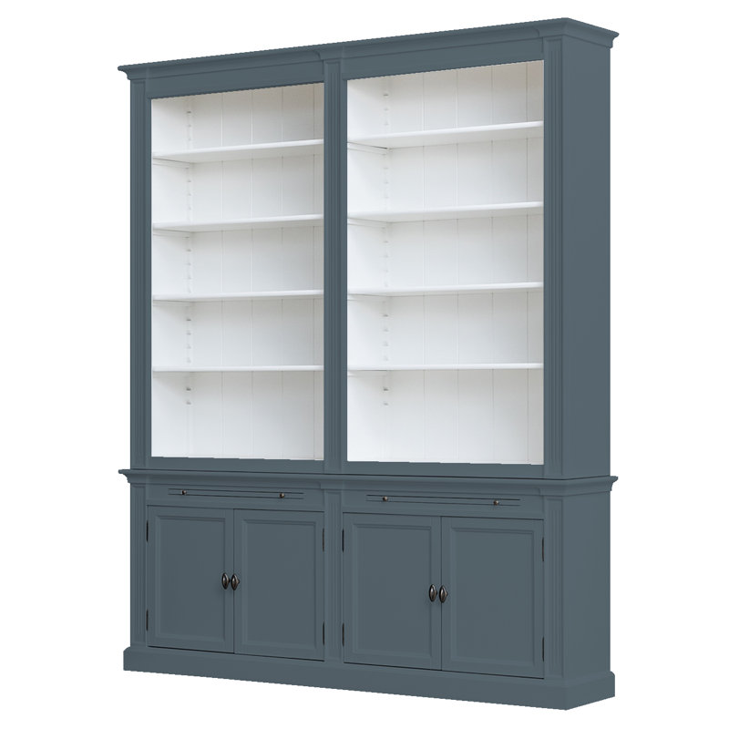 Bowland 240cm H x 200cm W Library Bookcase, Dark Grey/White