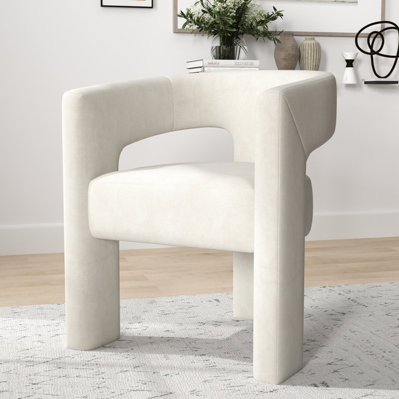 Fauteuil large en velours 24,6 po Jauier, Velours beige