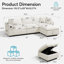 Canapé modulaire luxueux en forme de nuage, canapé modulaire en L à assise profonde de 110,5 po à 3 places avec repose-pieds, structure en bois massif, accoudoirs larges, porte-gobelet USB / Type-C et moderne, confortable pour le salon, blanc chaud-1602684036