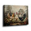 «Vintage Farm Roosters», art mural sur toile tendue (scène de grange rustique)-676897874