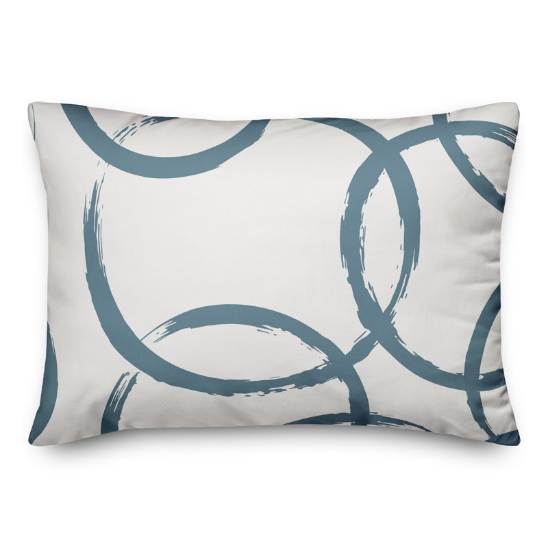 Ducret Geometric Outdoor Reversible Throw Pillow, Blue