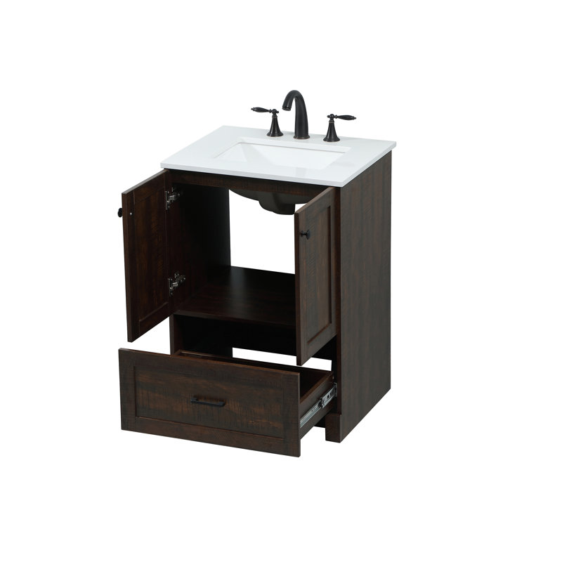 Soma 24'' Single Bathroom Vanity with Engineered Marble Top, Expresso