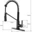 Robinet de lavabo utilitaire noir mat en nickel brossé, extractible avec distributeur de savon, robinet de cuisine à débit de 1,8 gallon par minute en métal, distributeur pour un trou