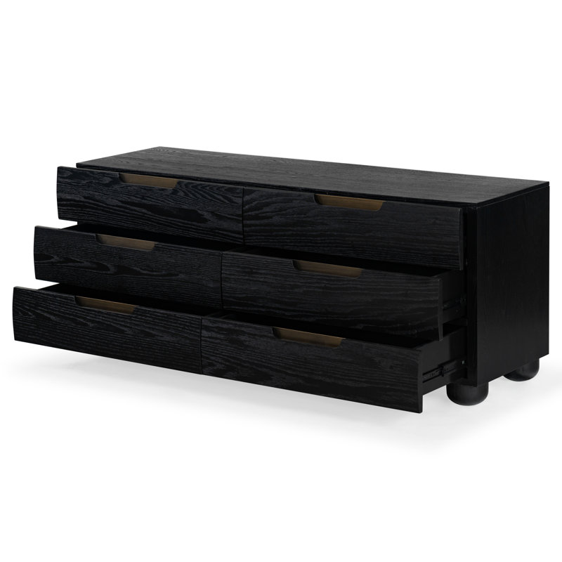 Beethoven Wood 6 Drawer Dresser, Black