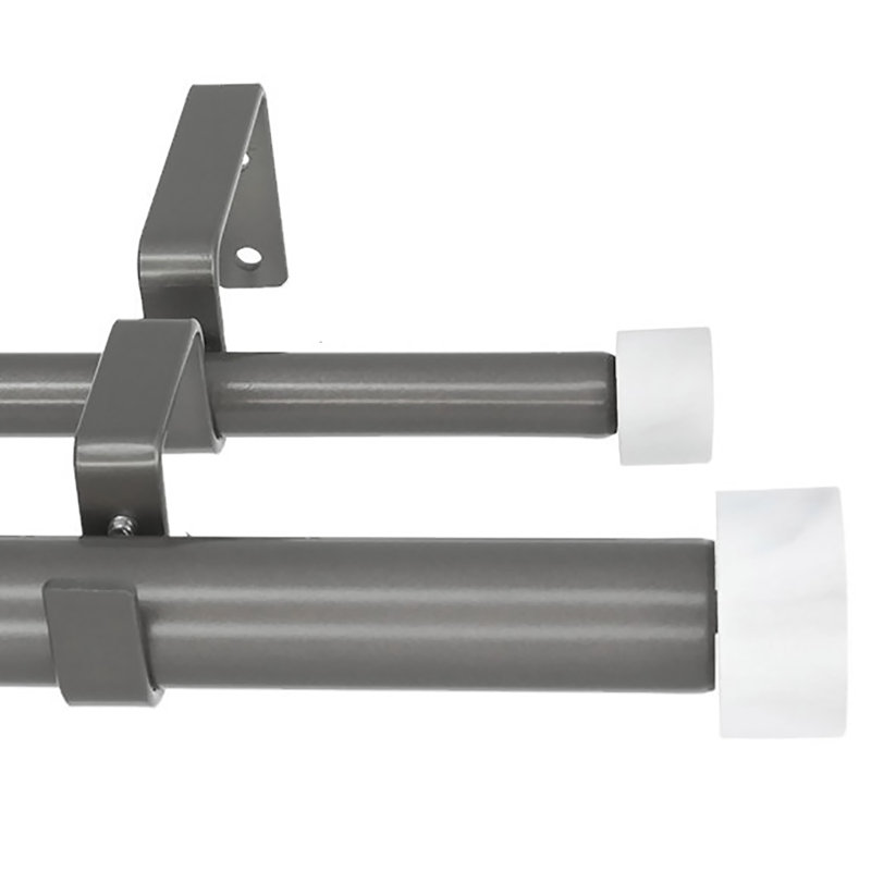 Adjustable Double Curtain Rod, 28" - 48", Gunmetal