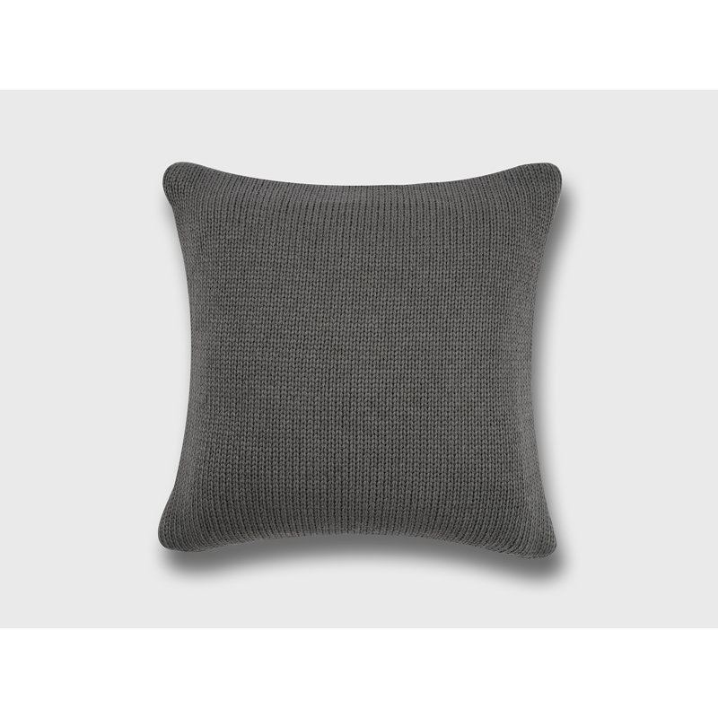 Charcoal Gray Chunky Knit Square Throw Pillow