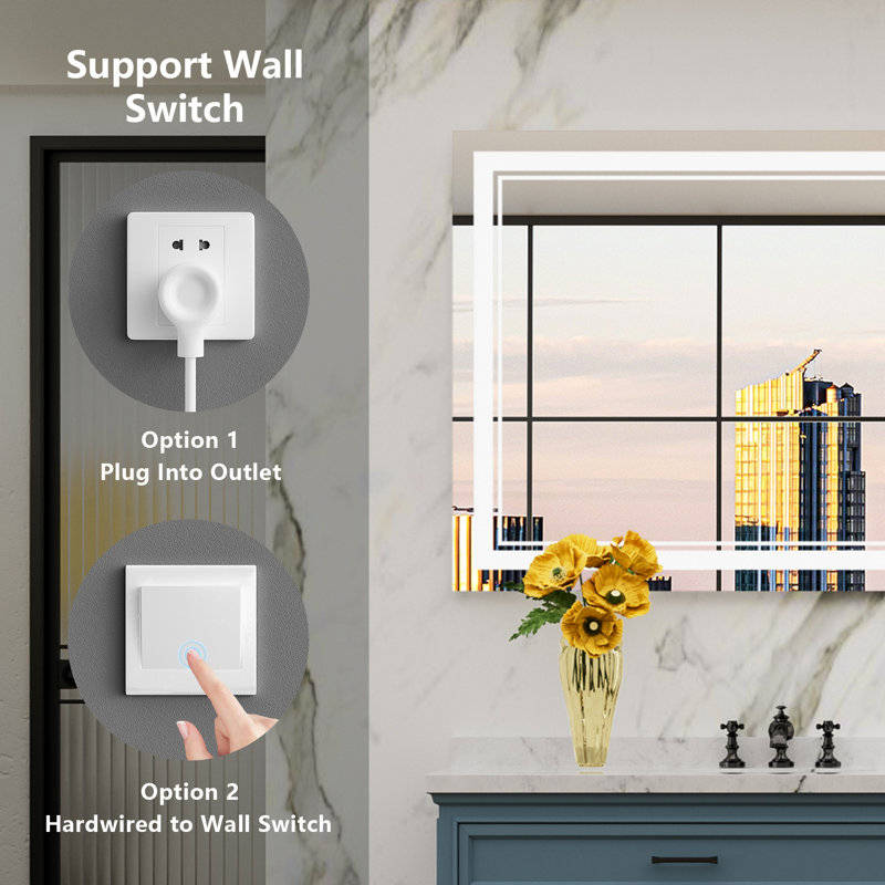 Jayce LED Vanity Mirror with Memory Function, 3 Color Temperatures & Dimmable Light, Anti-fog Tempered Glass ETL Listed Mirror