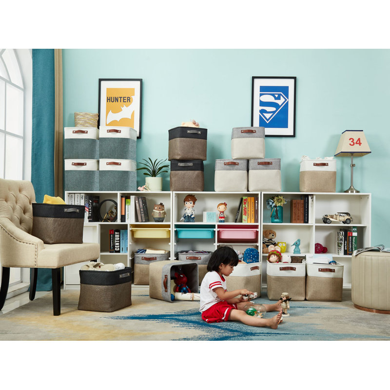 Cube ou bac en tissu robuste, H 13 po x l 13 po x P 13 po, Vert/blanc