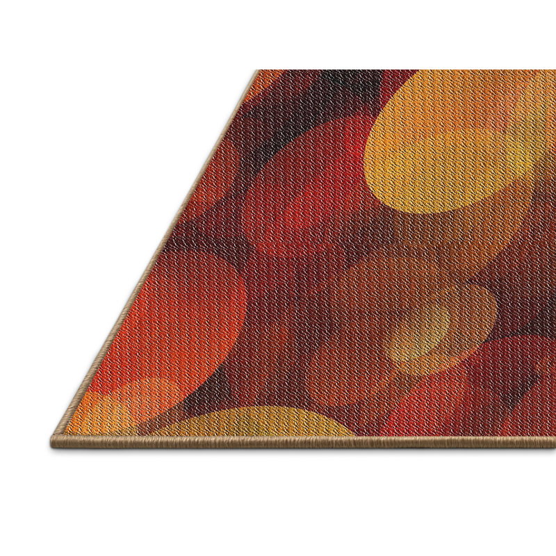 Tapis orange à motif géométrique, Rectangle 5 pi x 7 pi