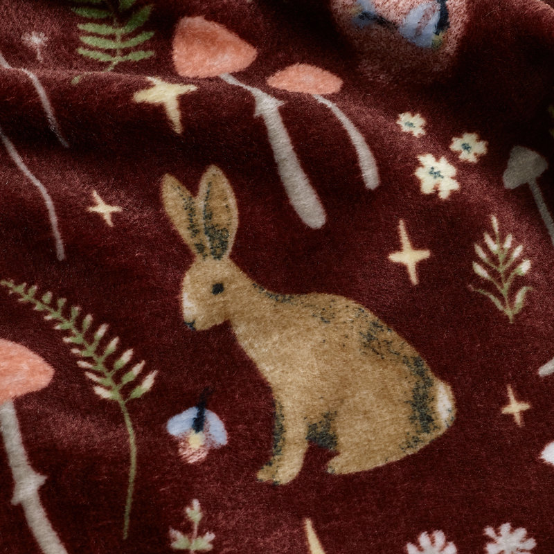 Enchanted Twilight Animals Cosy Fleece Blanket Throw, Chocolate