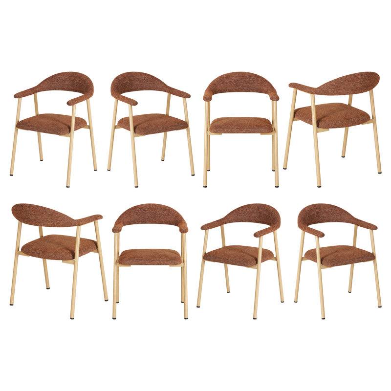 Modern Upholstered Kitchen Dining Chairs, 8, Orange