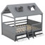 Structure de lit double en bois pleine grandeur, gris-356961481-356961462