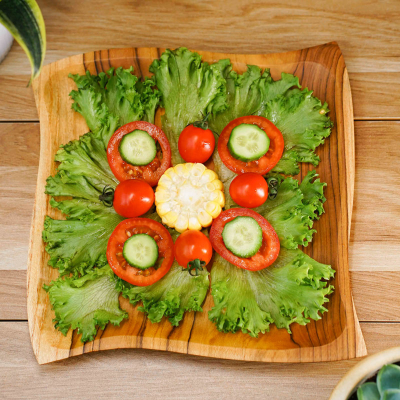 Assiette en bois de teck océan (ensemble de 2)