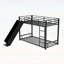 Lit superposé simple robuste en métal avec glissade - Conception peu encombrante pour les enfants et les adolescents, cadre durable pour jouer et dormir, assemblage facile, disponible en noir