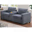 Ensemble de canapés 2 pièces de style moderne 1 x canapé 1 x 1 causeuse Coussin de dossier à pieds en plastique Porte-gobelets Port de charge Revêtement en velours côtelé gris foncé Salon principal-959721526