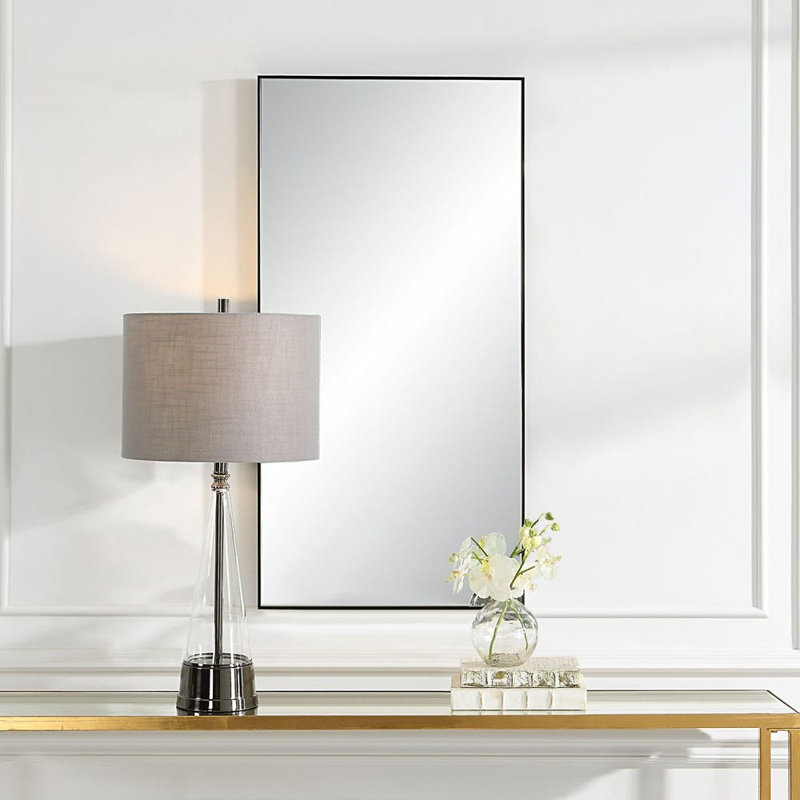  Miroir d'appoint à cadre rectangulaire noir, 40 po x 20 po, Noir