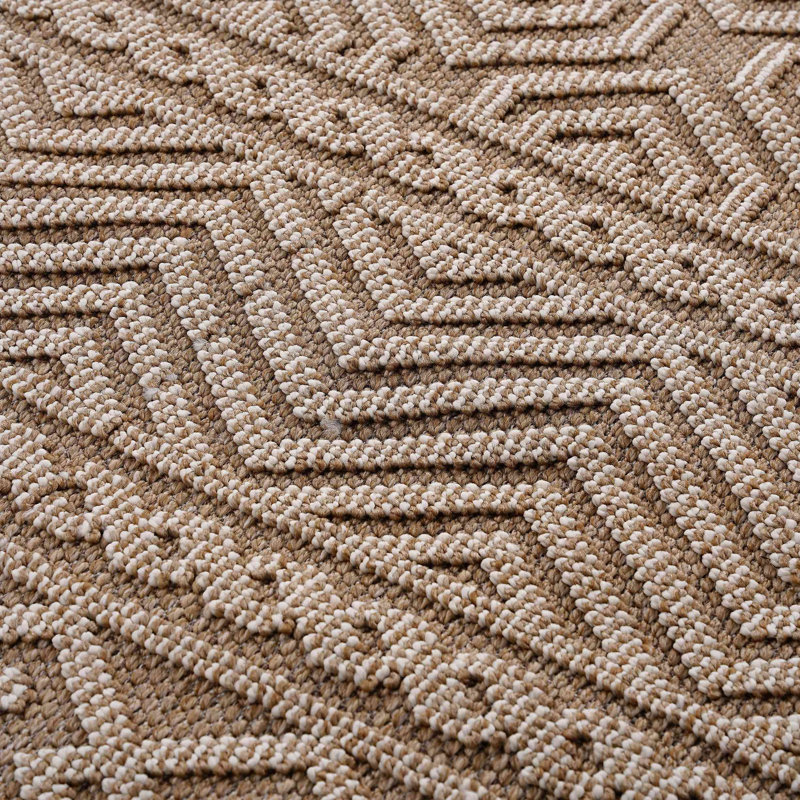 Collection Geometric Indoor/Outdoor Area Rug, Rectangle 4' x 6'2", Mocha
