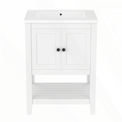 24" Modern Sleek Bathroom Vanity Ceramic Sink