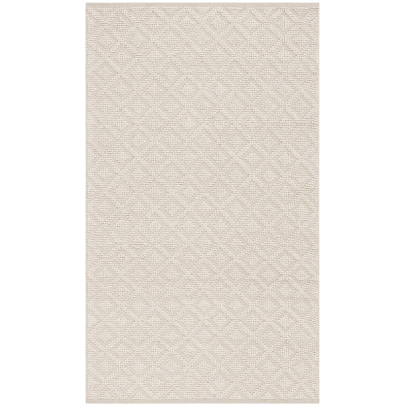 Bareen Geometric Handmade Tufted Wool/Cotton Area Rug in Ivory, Rectangle 2'3" x 4'
