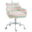 Chaise de bureau Fluffy Unicorn avec dossier moyen et accoudoirs, base pivotante blanche à 5 branches