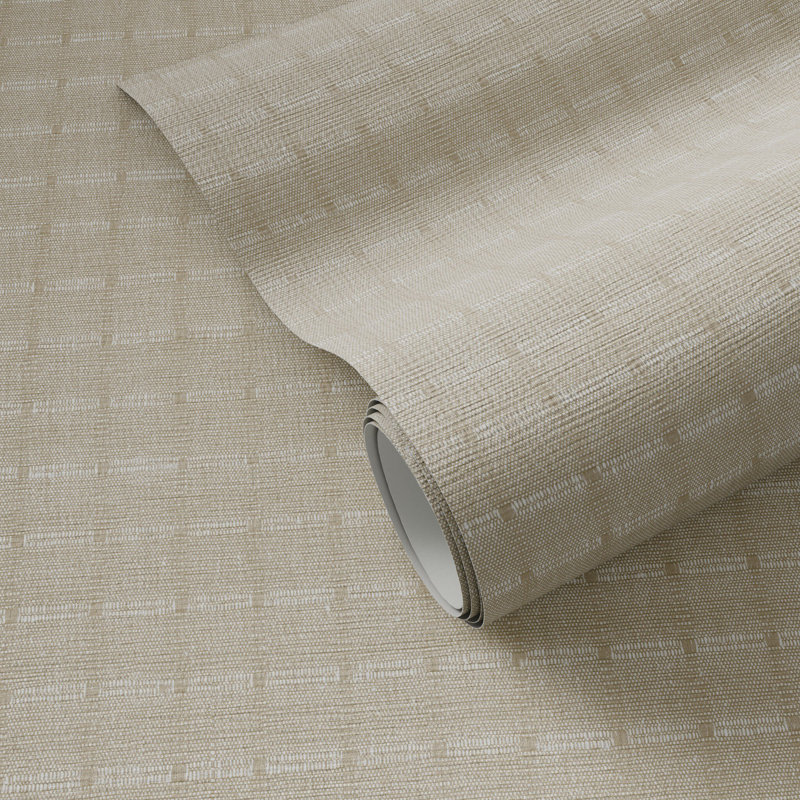 Dobby Checkered Wallpaper, H 8" x W 12", Dobby - Straw