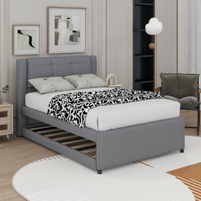 Lit plateforme double avec lit gigogne