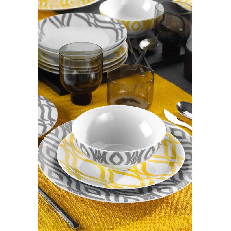 Tacna Piece Porcelain China Dinnerware Set - Service for 6