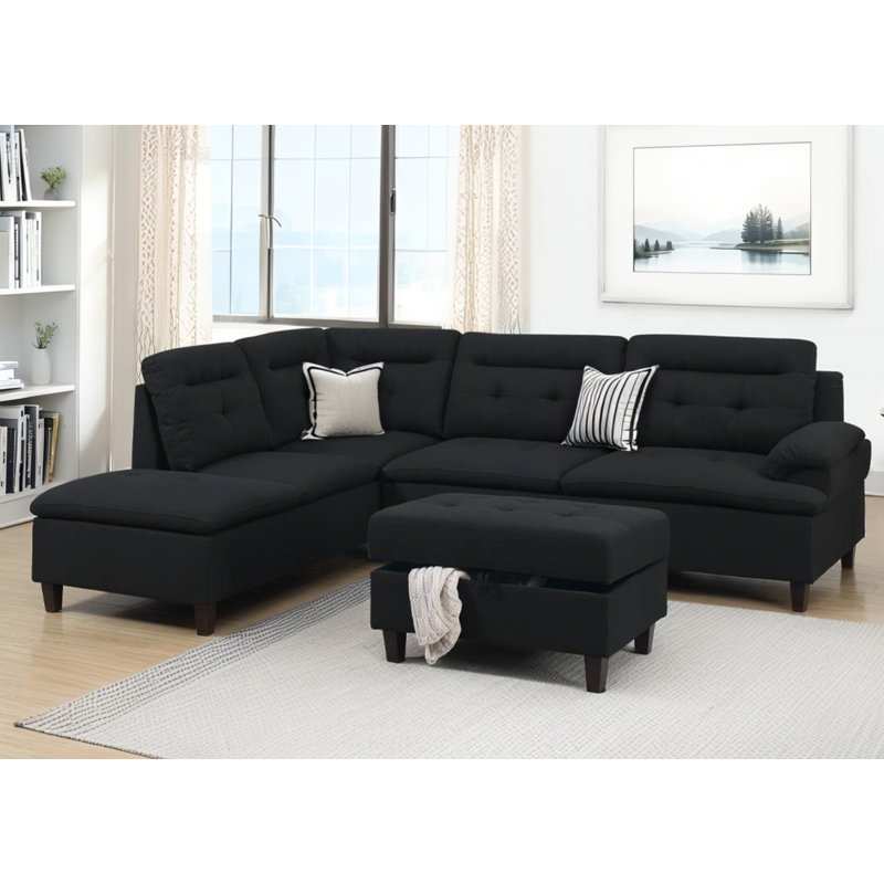 Canapé modulaire en tissu Living, Velours noir