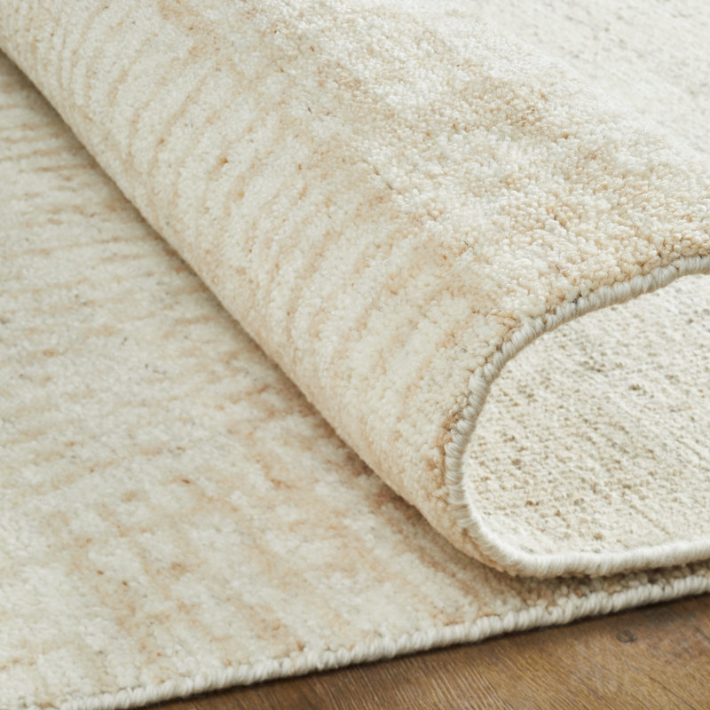 Meridian Shoreline Ivory Wool Hand Knotted Area Rug, Rectangle 2' x 3'