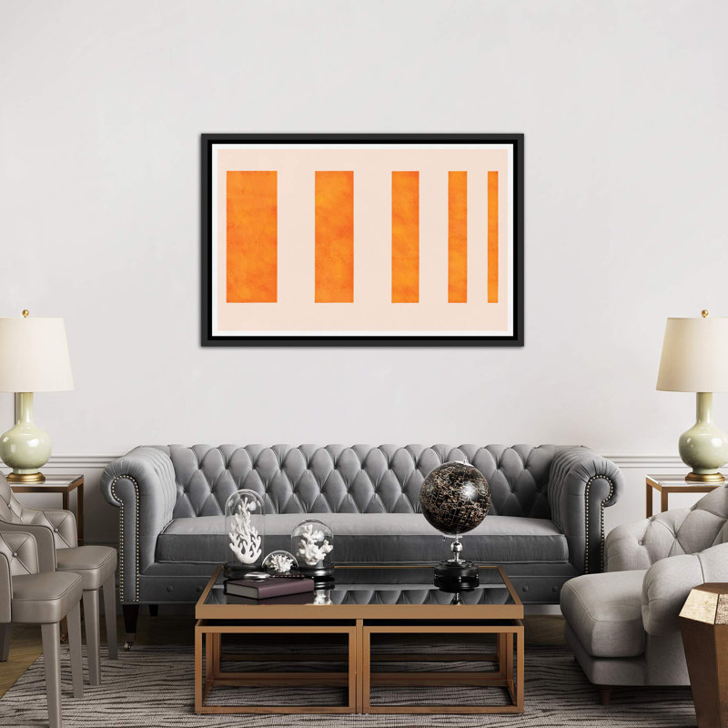 " Orange Levies ", 32" H x 48" W x 1.5" D, Distressed Black Framed Canvas