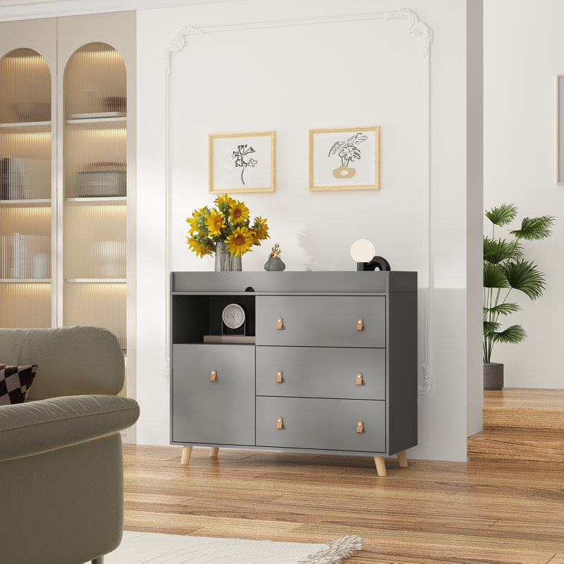 Armoire de rangement élégante avec pieds robustes, Gris