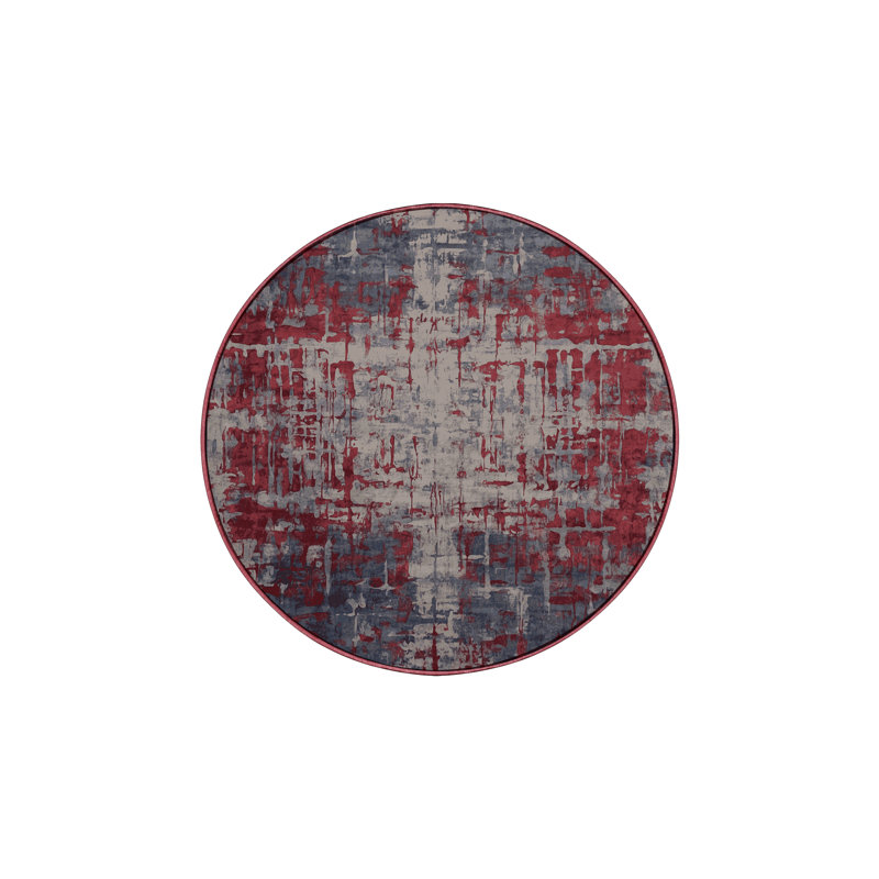 Tapis brun soyeux et moelleux, Rond 4 pi