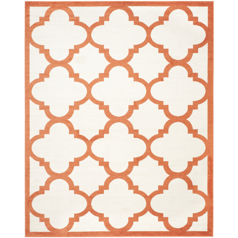 Ammundsen Geometric Beige/Orange Area Rug, Rectangle 8' x 10'