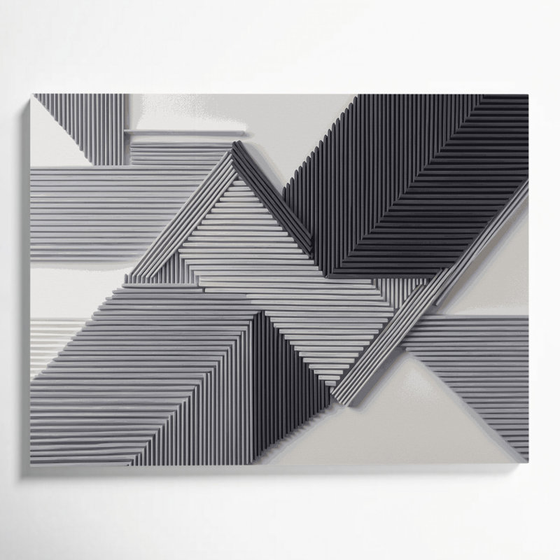 «Geometric Abstraction 23», art mural sur toile grise, H 12 po x l 18 po