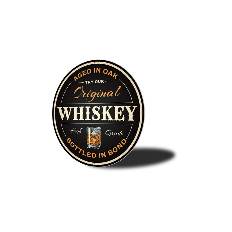 Enseigne originale de bar à whisky, H 18 po x l 18 po x P 0,06 po
