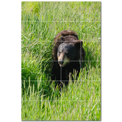 Murale en céramique satinée Bear Photo 8 po x 8 po