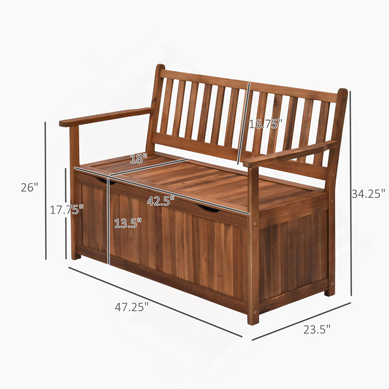 Banc de rangement, banc de rangement extérieur, boîte de rangement en bois