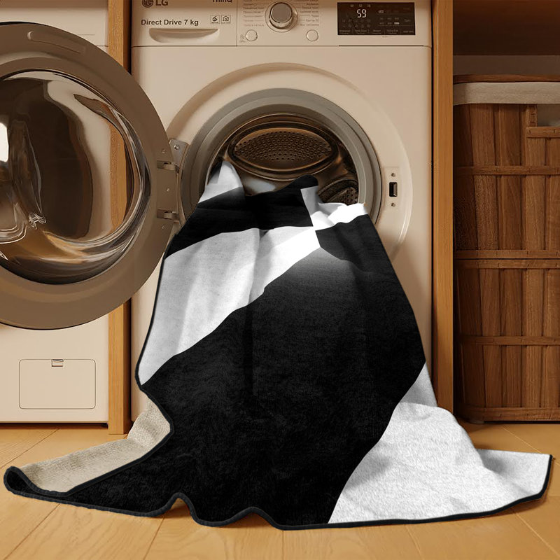 Tapis à motif géométrique moderne et contemporain lavable à la machine - noir, 2 x 5